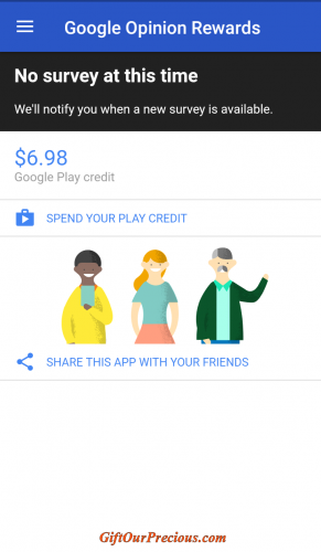 Google Opinion Rewards Google Play Credits